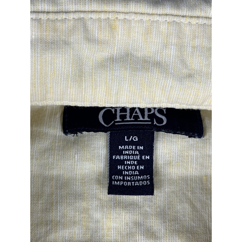 Chaps Classics Women's Long Sleeve Yellow Shirt Size Large 100% Linen Button-up - Picture 4 of 9